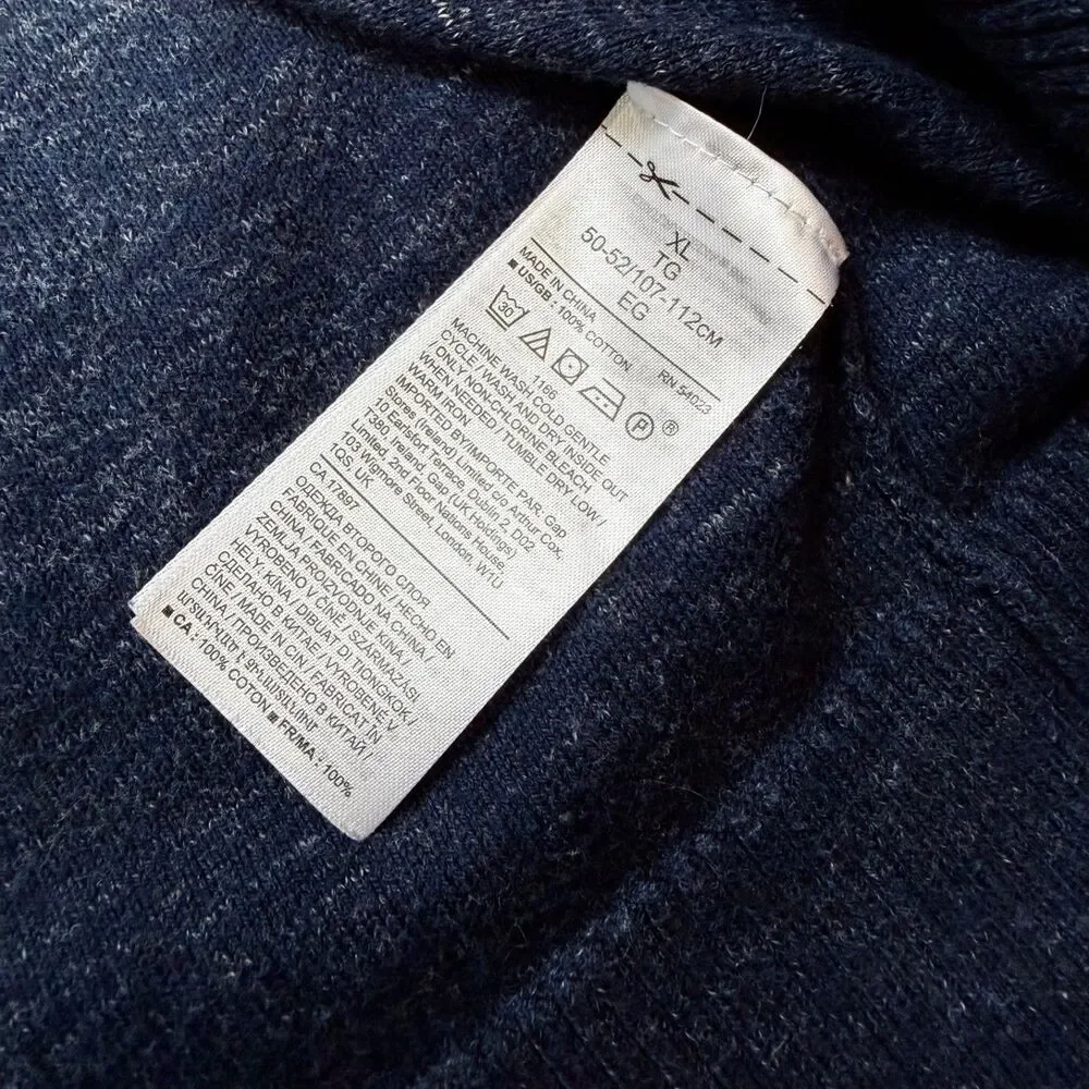 Banana Republic Men’s XL Organic Cotton Sweater Navy Blue Raglan Crewneck